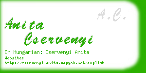 anita cservenyi business card